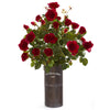Nearly Natural 31`` Garden Rose Artificial Plant in Decorative Planter