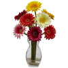 Nearly Natural Gerber Daisy w/Vase Arrangement