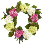 Nearly Natural 4312 23" Hydrangea Artificial Wreath