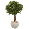 Nearly Natural 9484 38" Artificial Green Bay Leaf Topiary Tree in Sand Colored Planter