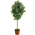 Nearly Natural T2581 6.5` Ficus Artificial tree in Wicker Planter