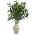 Nearly Natural 5789 4.5' Artificial Green Golden Cane Palm Tree in Oval Planter