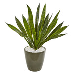 Nearly Natural 8780 25" Artificial Green Sansevieria Plant in Decorative Planter