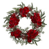 Nearly Natural 4884 22" Artificial Green & Red Orchid, Berry & Pine Holiday Wreath