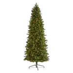 Nearly Natural 9` Slim West Virginia Mountain Pine Artificial Christmas Tree with 600 Clear Lights and 1359 Bendable Branches