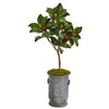 Nearly Natural 9651 45" Artificial Green & Yellow Magnolia Leaf Tree in Vintage Metal Planter