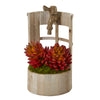 Nearly Natural 8835 12" Artificial Green & Red Succulent Plant in Faucet Planter