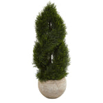 Nearly Natural 5616 3.5' Artificial Green Double Pond Cypress Spiral Tree in Bowl Planter, UV Resistant (Indoor/Outdoor)