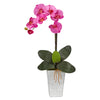 Nearly Natural 27`` Phalaenopsis Orchid Artificial Arrangement in Embossed White Planter
