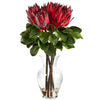 Nearly Natural A1493 23`` King Protea Artificial Arrangement in Glass Vases