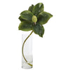 Nearly Natural 18``Magnolia Artificial Plant in Glass Planter