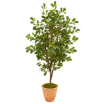 Nearly Natural 9536 67" Artificial Green Oak Tree in Terra Cotta Planter