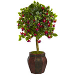 Nearly Natural 5895 44" Artificial Green Fuschia Tree in Decorative Planter