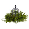 Nearly Natural 4561 12.5" Artificial Green Mixed Pine Birdhouse Candelabrum