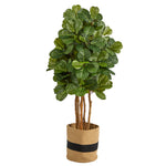 Nearly Natural T2953 5` Fiddle Leaf Artificial Tree in Handmade Natural Cotton Planters