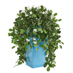 Nearly Natural 6446 28" Artificial Green Stephanotis Plant in Turquoise Planter