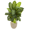 Nearly Natural 9505 4' Artificial Green Real Touch Dieffenbachia Plant in Sandstone Planter