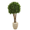 Nearly Natural 9695 52" Artificial Green Boxwood Topiary Tree in Planter, UV Resistant (Indoor/Outdoor)