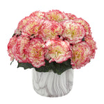Nearly Natural Carnation Artificial Arrangement in Marble Finished Vase