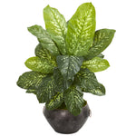 Nearly Natural 9501 35" Artificial Green Real Touch Dieffenbachia Plant in Metal Bowl