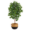 Nearly Natural T2957 4` Ficus Artificial Tree in Cotton & Jute Black Planters