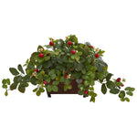 Nearly Natural 8211 15" Artificial Green Strawberry Plant in Decorative Planter