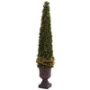 Nearly Natural 5368 Artificial Mixed Golden Boxwood & Holly Topiary with Urn