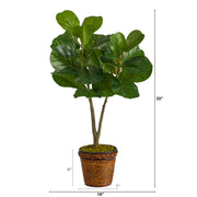 Nearly Natural T2573 33`` Fiddle Leaf Fig Artificial Tree in Basket