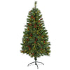 Nearly Natural 5`Mixed Pine Artificial Christmas Tree with 150 Clear LED Lights, Pine Cones and Berries