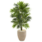 Nearly Natural 5636 4' Artificial Green Areca Palm Tree in Sand Colored Planter