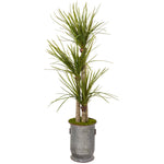 Nearly Natural T1054 67" Artificial Green Yucca Tree in Copper Trimmed Metal Planter