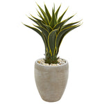 Nearly Natural 8121 2.5' Artificial Green Agave Plant in Sand Colored Planter