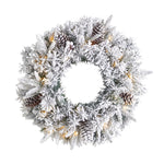 Nearly Natural W1304 20`` Flocked Artificial Christmas Wreath with LED Lights