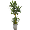 Nearly Natural P1236 68" Artificial Green Yucca Plant in Copper Trimmed Metal Planter