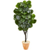 Nearly Natural 9412 65" Artificial Green Fiddle Leaf Fig Tree in Terra Cotta Planter