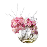 Nearly Natural 10`` Cherry Blossom Artificial Arrangement in Glass Vase