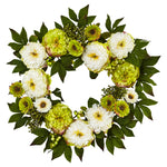 Nearly Natural 4579 24" Artificial Peony Mum Wreath