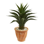 Nearly Natural 8095 2.5' Artificial Green Agave Plant in Terra Cotta Planter