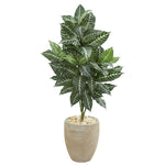 Nearly Natural 6523 4' Artificial Green Zebra Plant in Sand Colored Planter