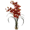 Nearly Natural Cymbidium Orchid with Vase Arrangement