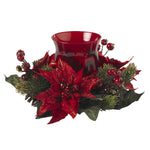 Nearly Natural 4920 Poinsettia & Berry Candelabrum