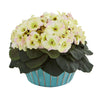 Nearly Natural 9`` African Violet Artificial Plant in Turquoise Vase