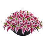 Nearly Natural Lily Centerpiece Artificial Floral Arrangement