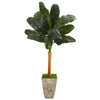Nearly Natural 9880 70" Artificial Green Banana Tree in Country White Planter