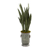 Nearly Natural 34`` Sansevieria Artificial Plant in Vintage Metal Planter