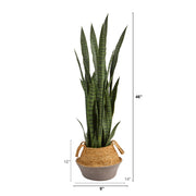 Nearly Natural P1762 46``  Artificial Plant in Handmade Cotton & Jute Gray Woven Planters