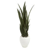 Nearly Natural 9432 51" Artificial Green Sansevieria Plant in White Planter