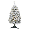 Nearly Natural 3` Flocked Rock Springs Spruce Artificial Christmas Tree with 50 Clear LED Lights