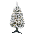 Nearly Natural 3` Flocked Rock Springs Spruce Artificial Christmas Tree with 50 Clear LED Lights