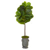 Nearly Natural T1166 52" Artificial Green Real Touch Fiddle Leaf Tree in Vintage Metal Planter 